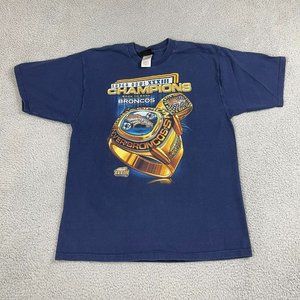Vintage Denver Broncos Super Bowl XXXIII 1999 Pro Player Mens Navy T-shirt Large